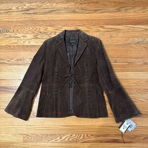 Colebrook Classic Women's Brown Suede Leather Jacket Laced  Western Grunge L NWT
